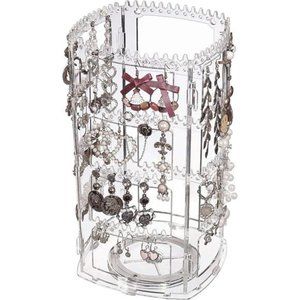 acrylic 360 Rotating Earring Holder Organizer Clear Jewelry Displays Dangle Rack